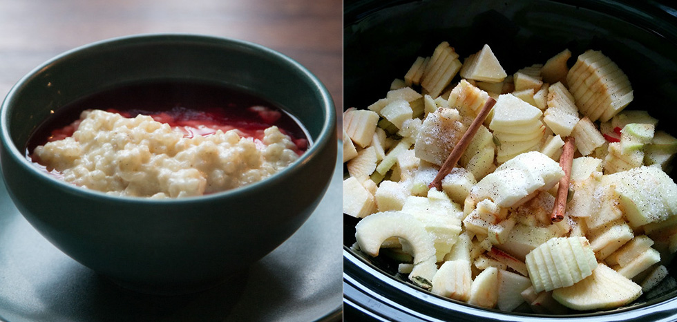 risgrynsgröt och äppelkräm i slowcooker crock pot med recept